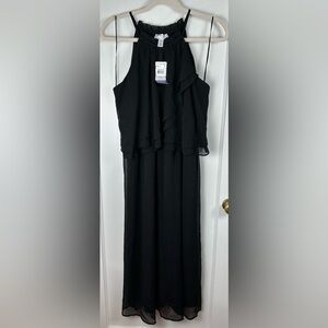 Motherhood Maternity Black Maxi Dress with Ruffle Halter
